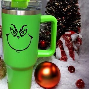 Green Grinch Tumbler with Handle